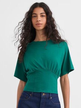 LOFT Teal Corset Hem Tee Knit Top - Sz Large